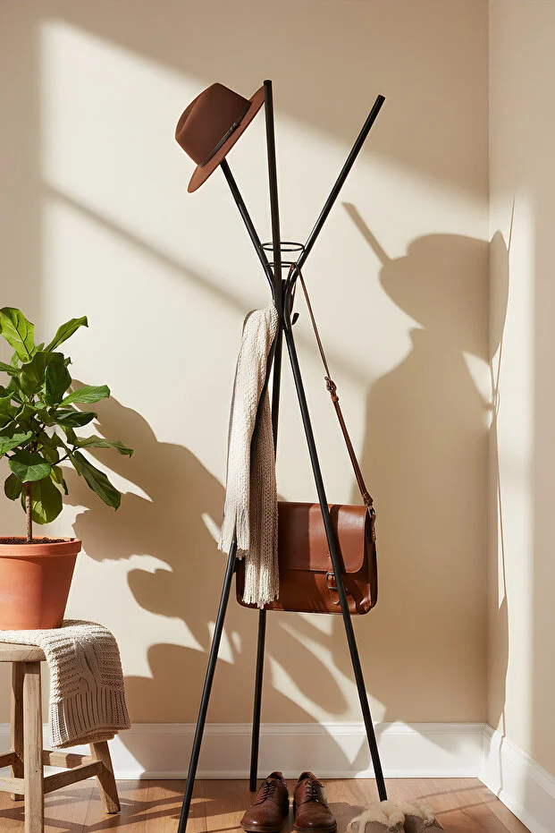 Asya Ayaklı Askılık Portmanto Siyah